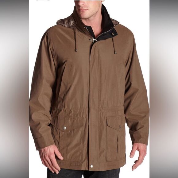 Perry Ellis Portfolio Men's Microfiber Zipout Parka Chocolate Chip Size Large - Picture 1 of 11